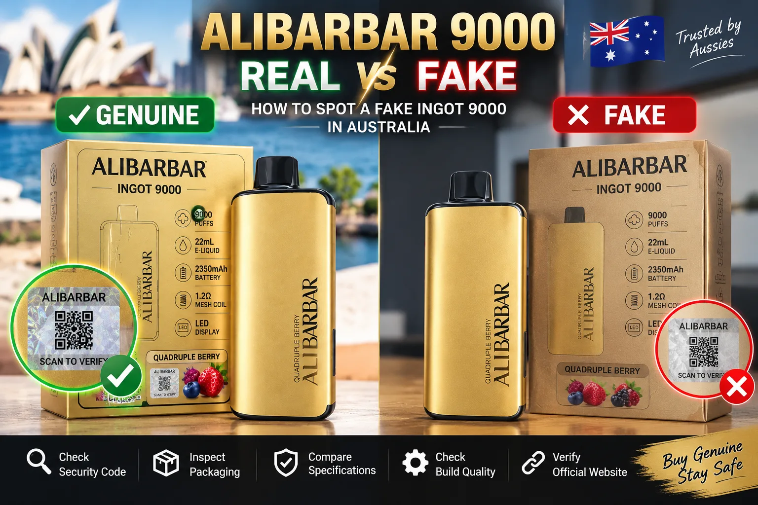 ALIBARBAR 9000 Real vs Fake Australia: How to Spot a Fake INGOT 9000